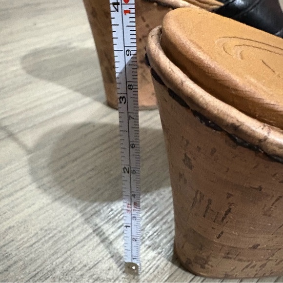 B.O.C Women's Black Faux Leather Cork Wedge Slip On Sangre Sandal Sz 10M Coastal - Picture 7 of 8